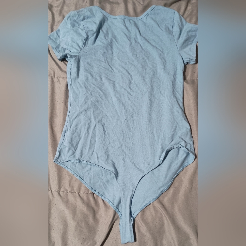 SO Bodysuit Women's Sz Large Color‎ Blue Cotton Spandex Shaper Soft...